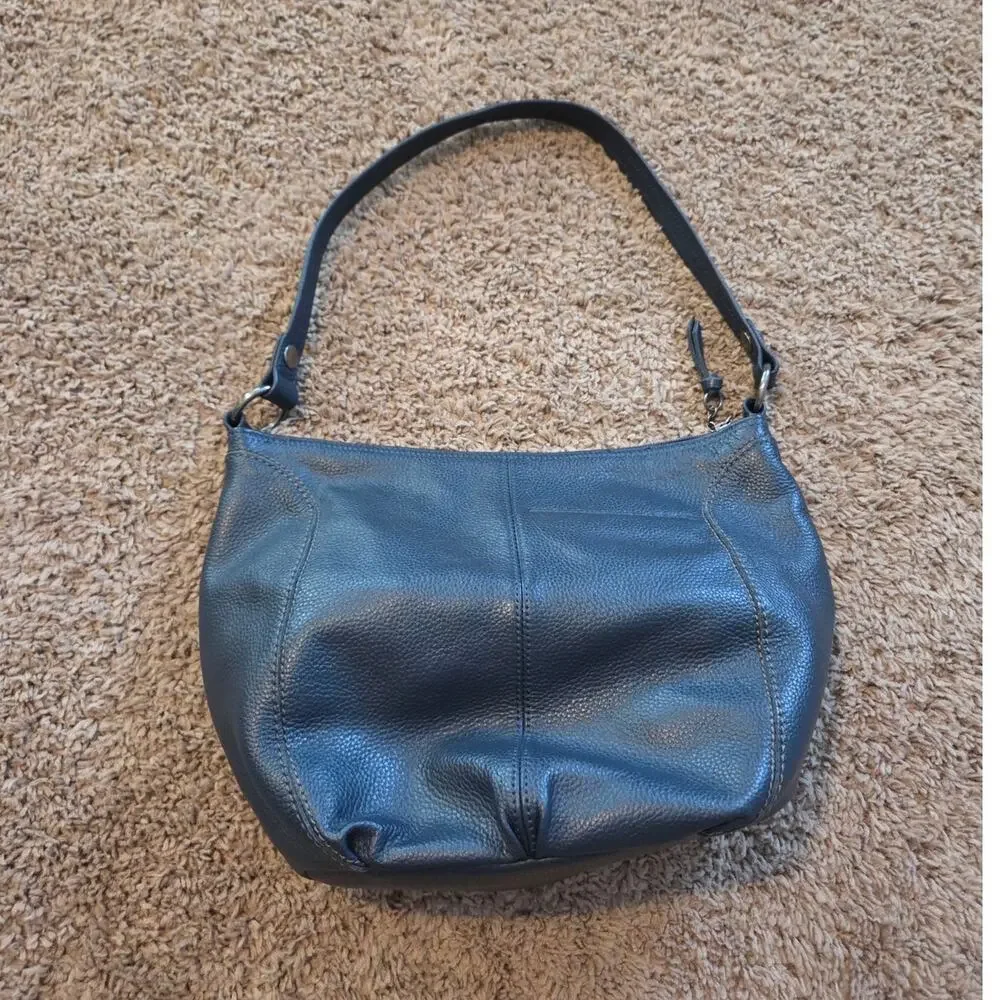 The sak 100% leather iris hobo shoulder bag large purse indigo navy pebbled